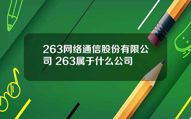 263网络通信股份有限公司 263属于什么公司